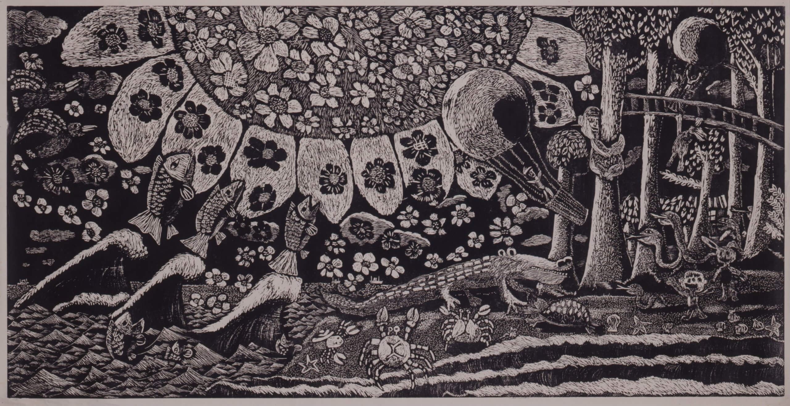 八戸市立湊中学校養護学級生徒共同制作《虹の上をとぶ船総集編Ⅱ 花の太陽から花が降る》