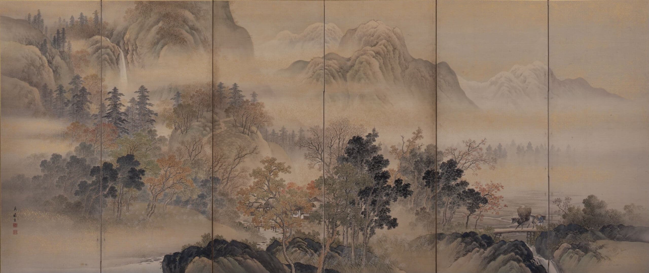 七尾英鳳《十和田湖春秋》(左隻)