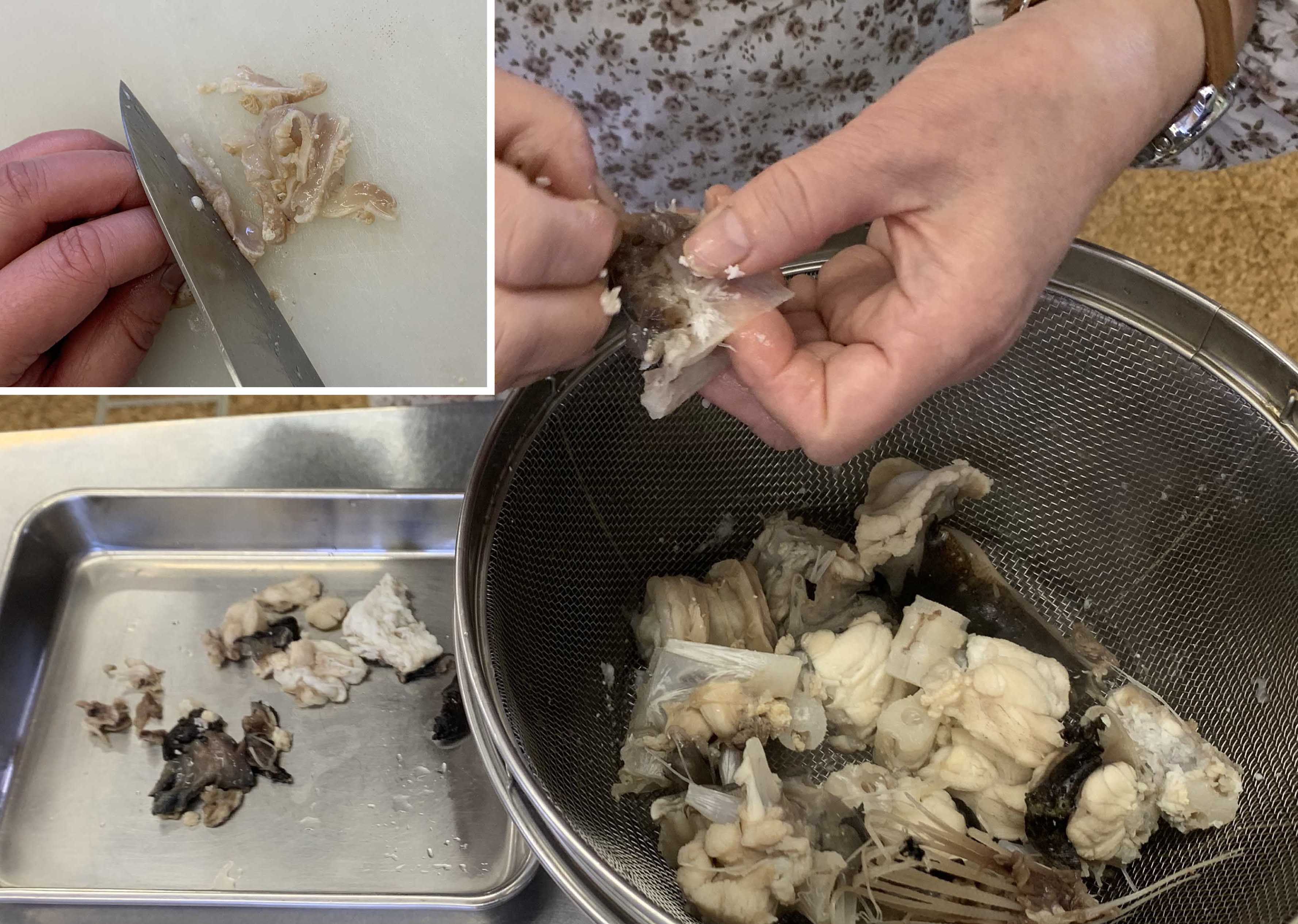 大きな骨についているゼリー状の身も食べる。